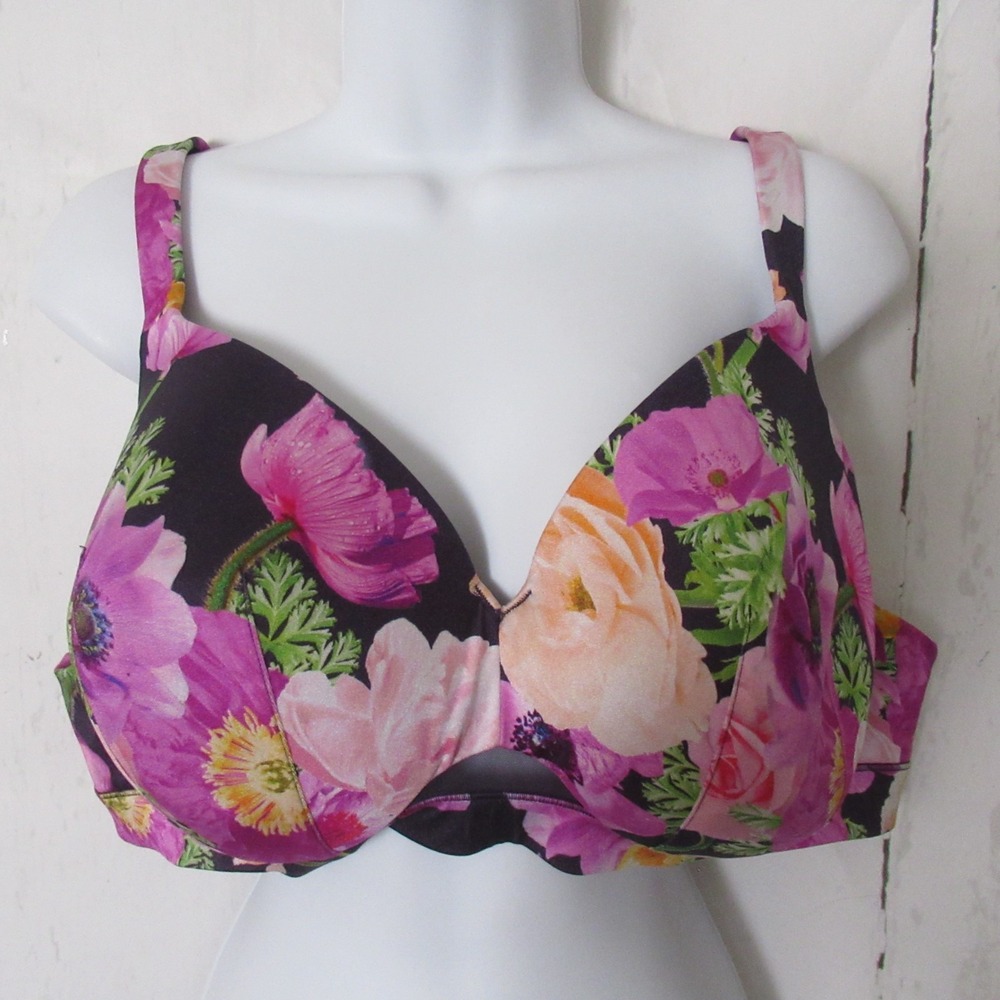 Cacique Bra 44C Blue Floral Lightly Lined Full Coverage Underwire Plus Size